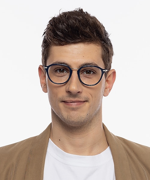 Anaheim Marineblauw  &  matzilver AcetaatEyeglass Frames voor heren van B24