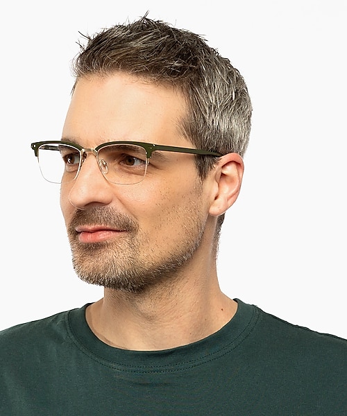 Newton Khaki MetallEyeglass Frames für Herren von B24