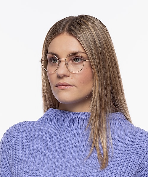 Carter Satijn goud & blauw Havana MetaalEyeglass Frames voor dames van B24
