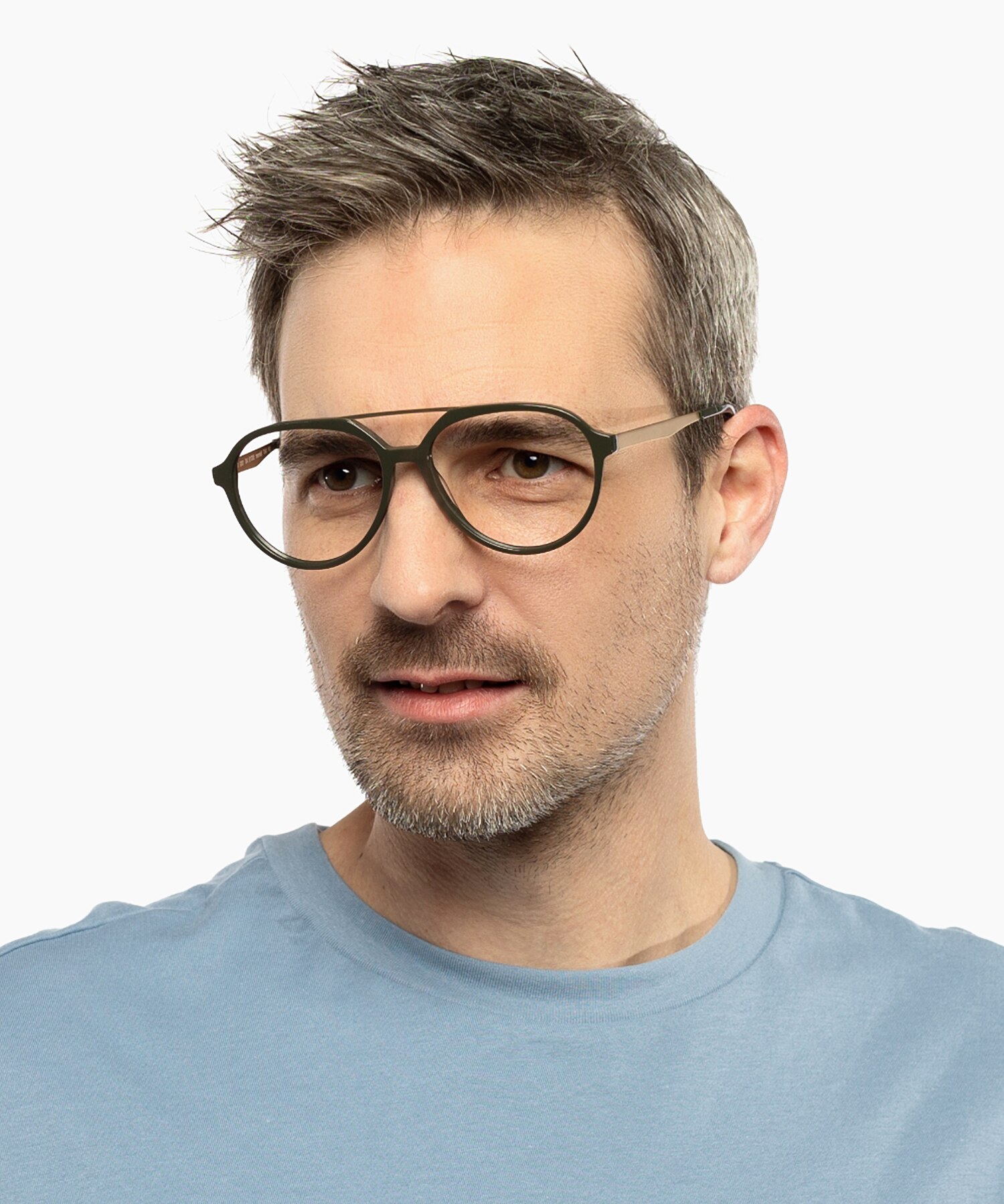 Belmont Kaki  &  mat lichtgoud AcetaatEyeglass Frames voor heren van B24