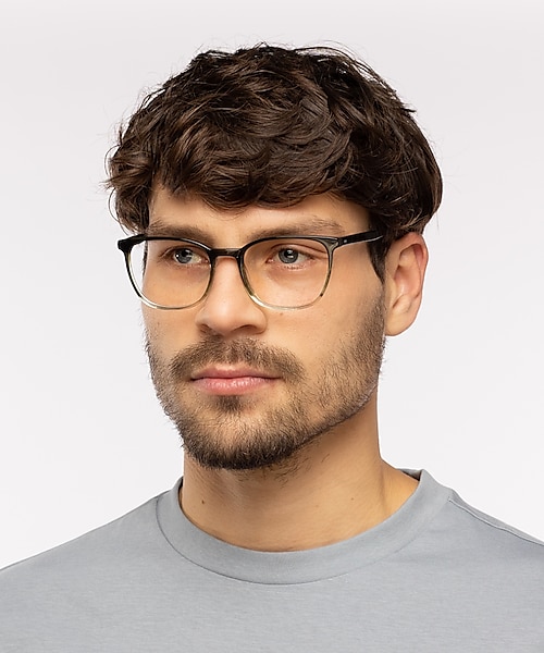 Hawkins Gradient Green Horn & Green AcetatEyeglass Frames für Herren von B24