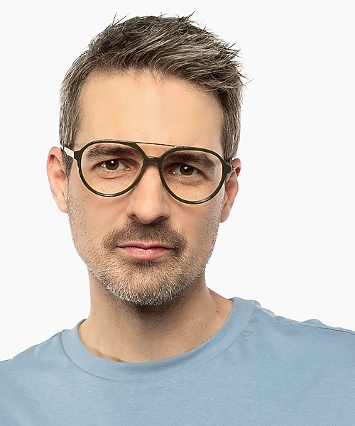 Belmont Kaki & mat lichtgoud AcetaatEyeglass Frames voor heren van B24