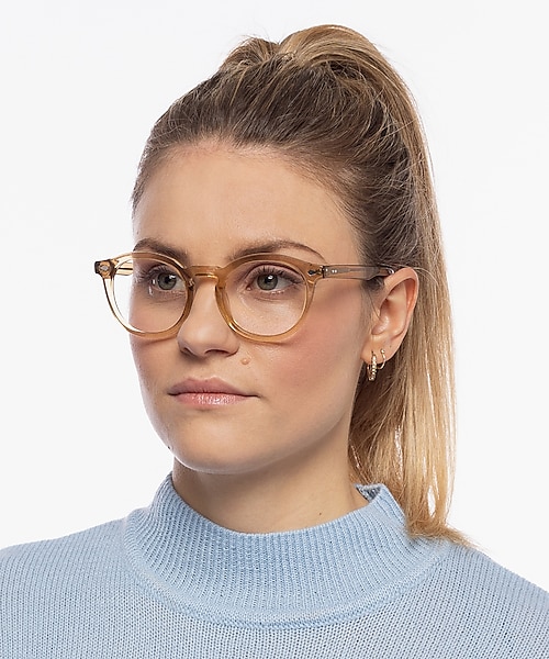 Brooke Kristal licht geel bruin AcetaatEyeglass Frames voor dames van B24