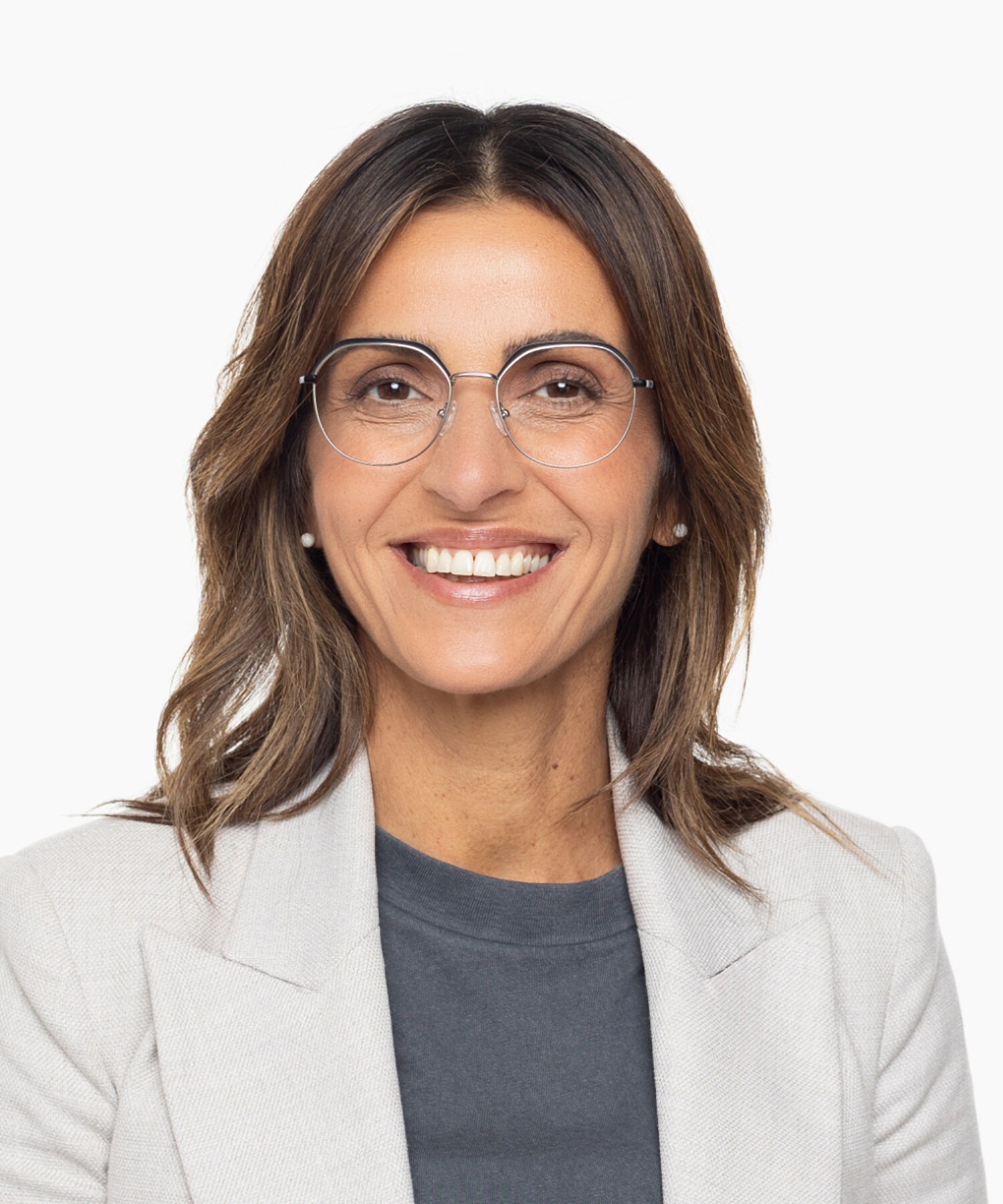 Ibiza Matt Silver  &  Black MetallEyeglass Frames für Damen von B24