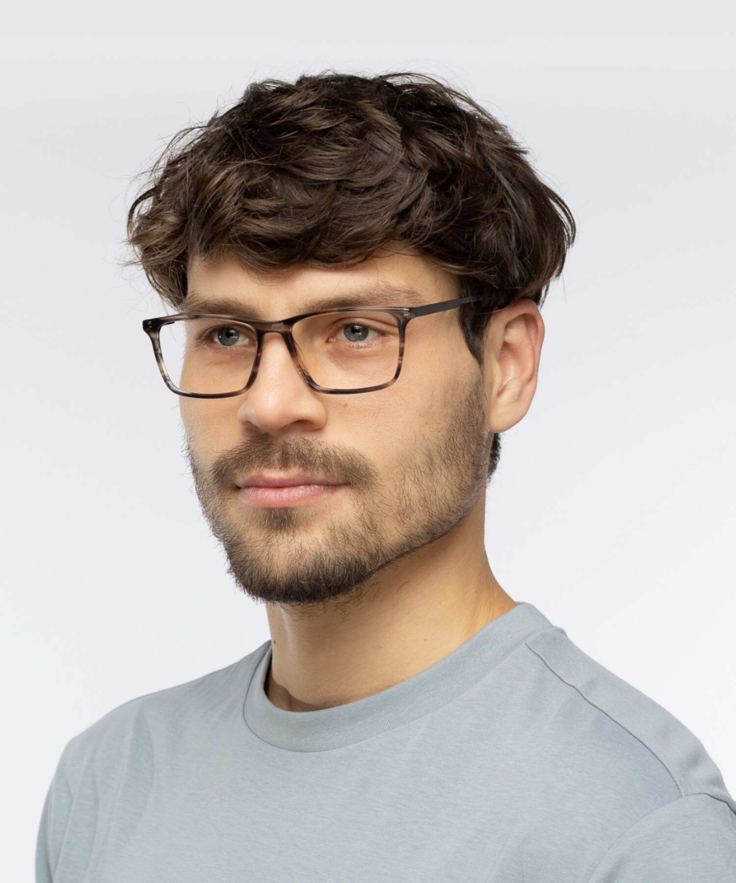 Aaron Grijs hoorn  &  mat gunmetal AcetaatEyeglass Frames voor heren van B24