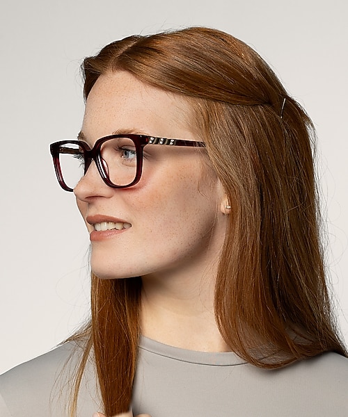 Scarlett Crystal Burgundy AcetaatEyeglass Frames voor dames van B24