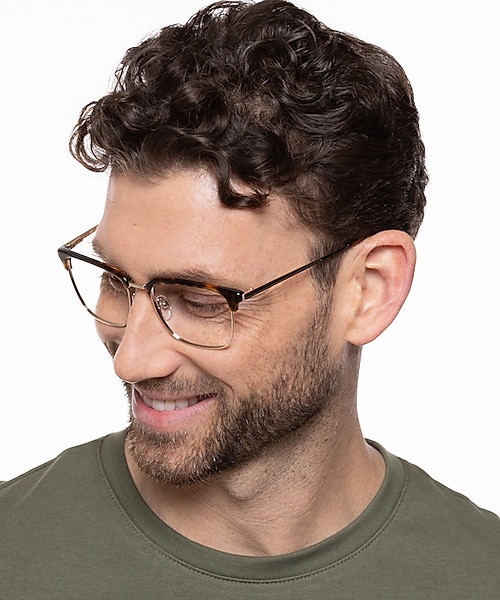 Tupelo Havana  &  glanzend goud MetaalEyeglass Frames voor heren van B24