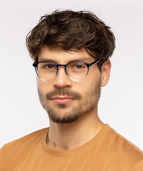 June Gradiënt blauw kristal & blauw AcetaatEyeglass Frames voor heren van B24