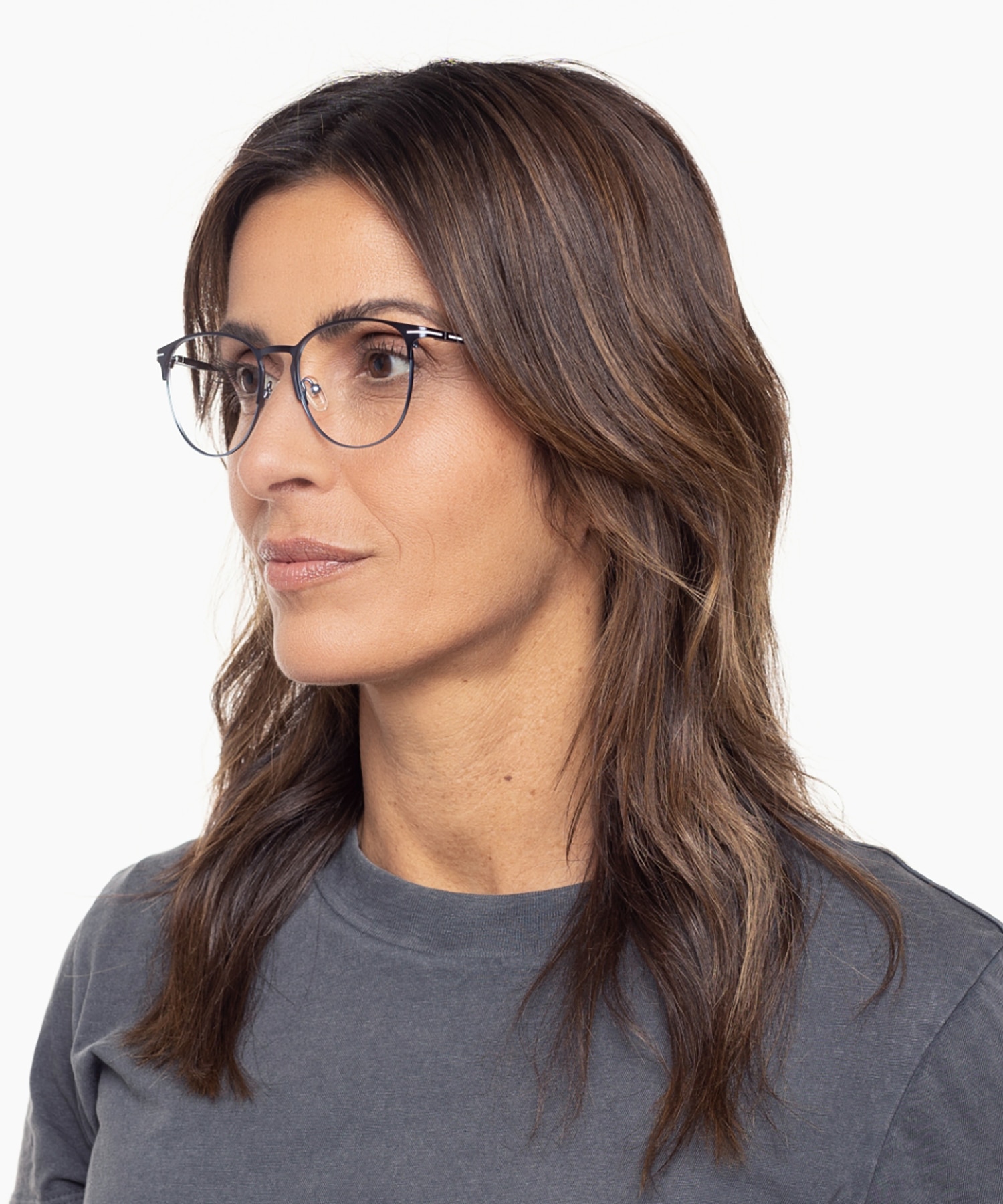 Cambridge Matt Blue  &  White MetallEyeglass Frames für Damen von B24