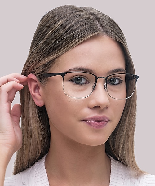 RB6421 Zwart op zilver MetaalEyeglass Frames voor dames van B24