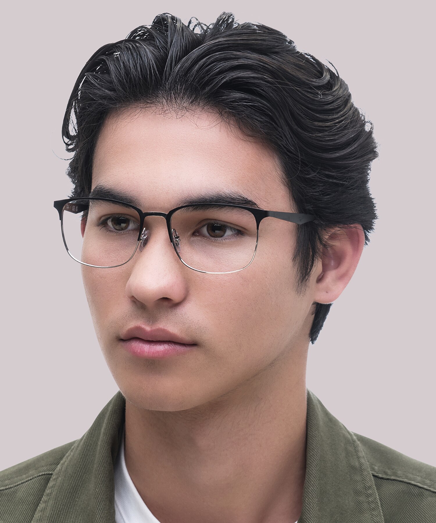 RB6421 Schwarz auf Silber MetallEyeglass Frames für Herren von B24