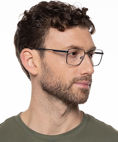 Derby Matblauw & matzwart MetaalEyeglass Frames voor heren van B24