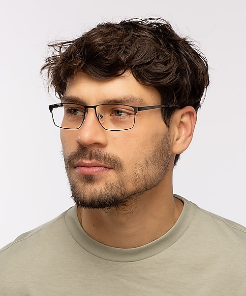 Turin Zwart MetaalEyeglass Frames voor heren van B24