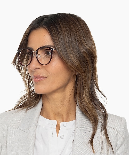 Charlotte Rood & goud AcetaatEyeglass Frames voor dames van B24