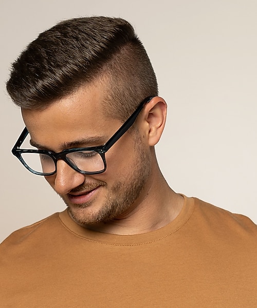 George Blue Horn & Silver AcetatEyeglass Frames für Herren von B24