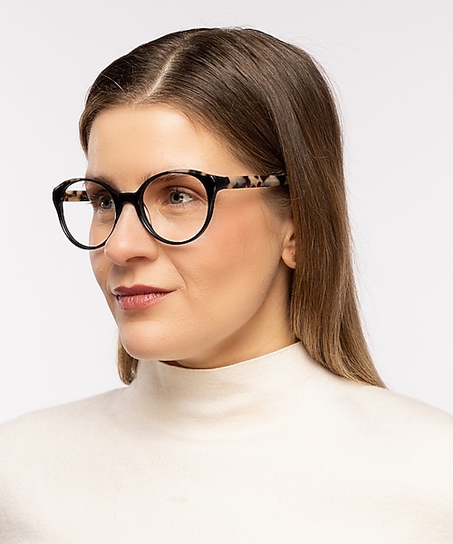 Erica Zwart  &  wit Havana AcetaatEyeglass Frames voor dames van B24
