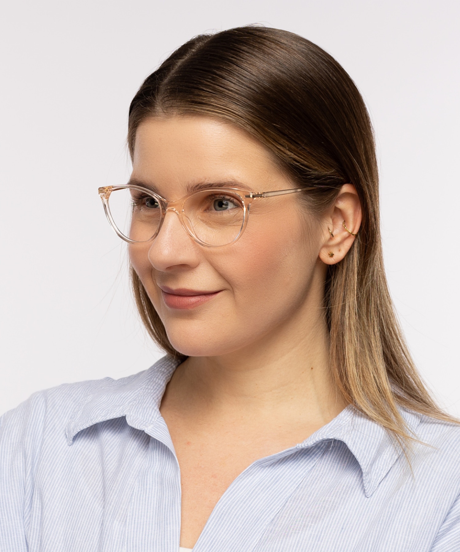 Lauren Kristal nude  &  satijn goud AcetaatEyeglass Frames voor dames van B24