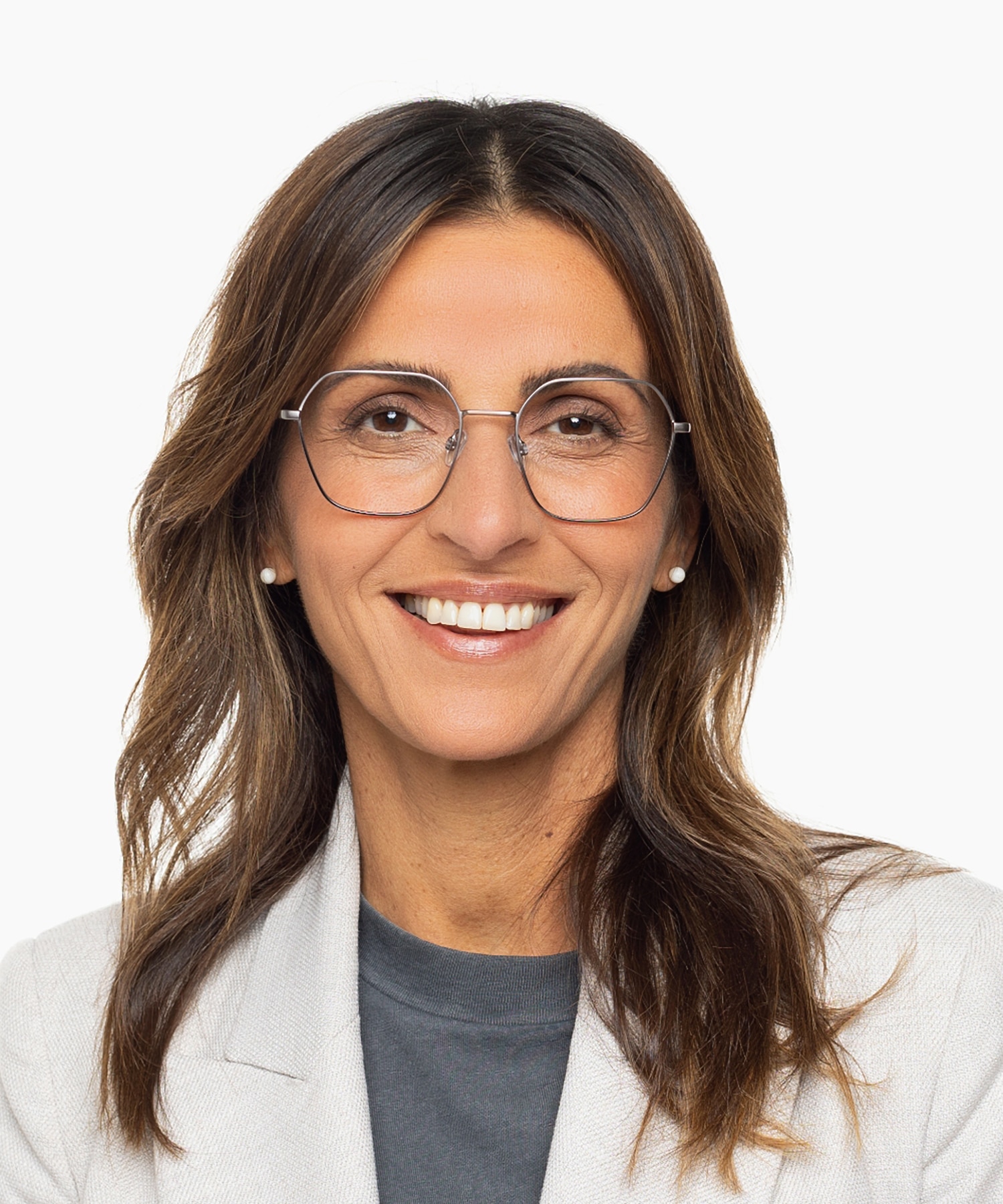 Madison Matt Silver  &  Milky Blue MetallEyeglass Frames für Damen von B24