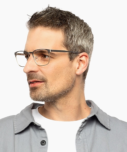 Hamilton Matt Gun & Matt Gold MetallEyeglass Frames für Herren von B24
