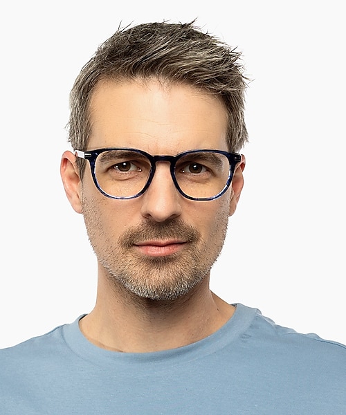 Preston Gevlekt blauw AcetaatEyeglass Frames voor heren van B24
