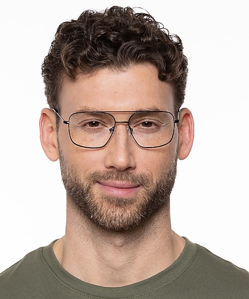 Detroit Mattschwarz MetallEyeglass Frames für Herren von B24