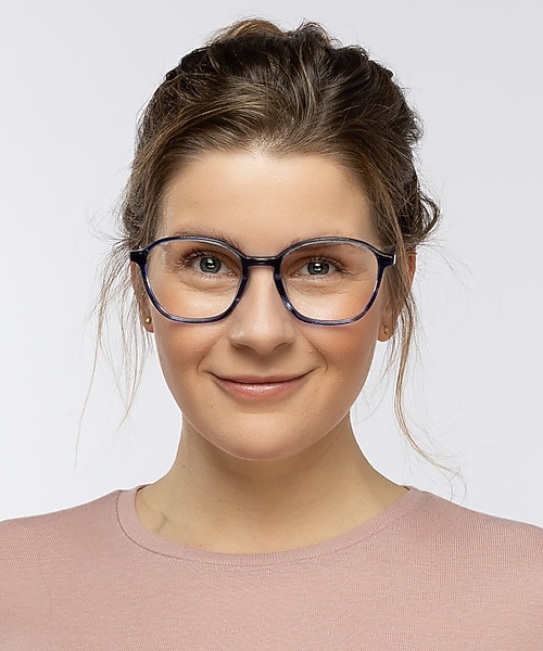 Brenda Blauw hoorn & matzilver AcetaatEyeglass Frames voor dames van B24