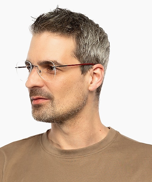 Casper Gunmetal  &  Red MetallEyeglass Frames für Herren von B24