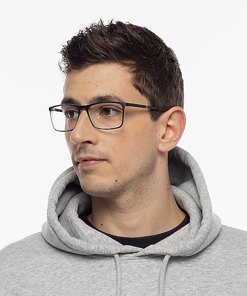 Foxhill Tweelagig zwart & kristal KunststofEyeglass Frames voor heren van B24