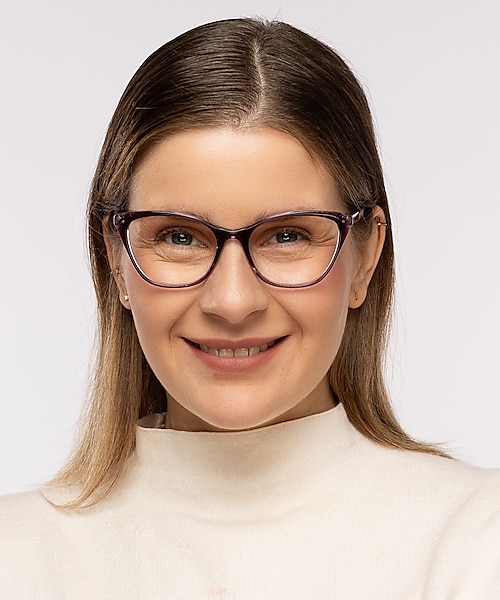 Megan Bilayer Crystal Purple AcetatEyeglass Frames für Damen von B24