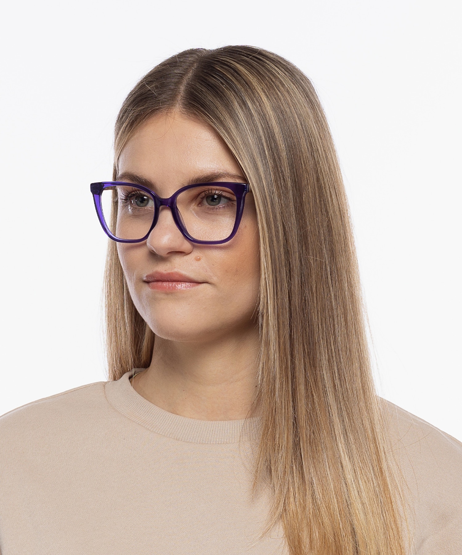 Joyce Kristal paars  &  matzilver AcetaatEyeglass Frames voor dames van B24