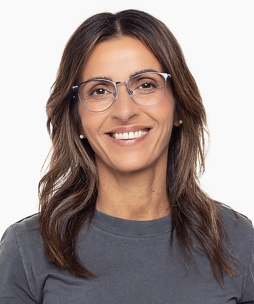 Cambridge Matt Blue & White MetallEyeglass Frames für Damen von B24