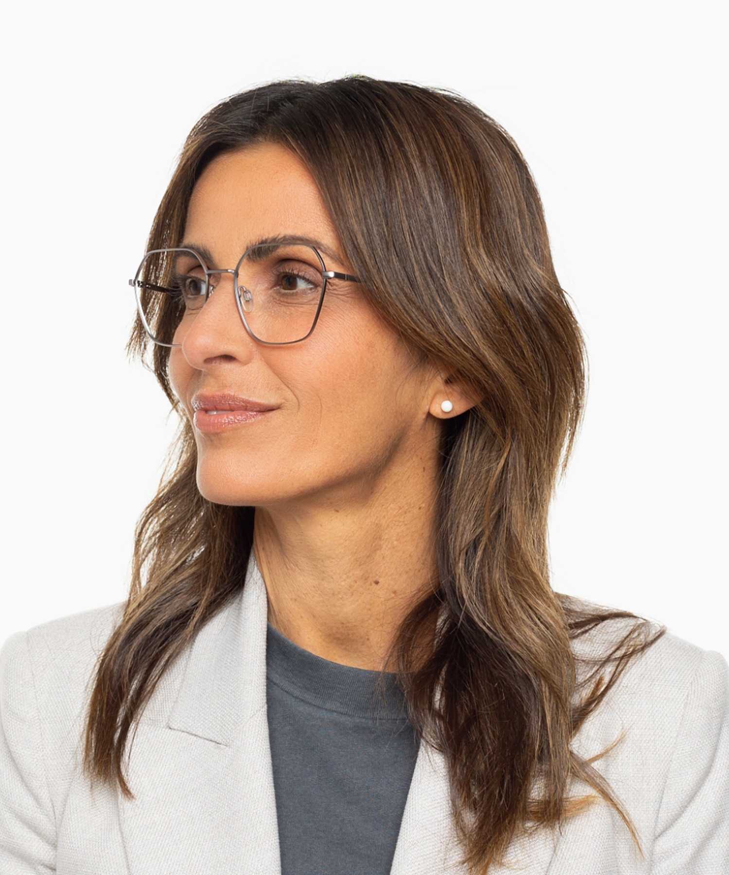 Madison Matt Silver  &  Milky Blue MetallEyeglass Frames für Damen von B24