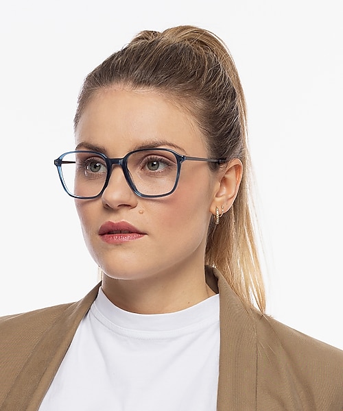 Brandon Kristal blauw  &  mat gunmetal AcetaatEyeglass Frames voor dames van B24