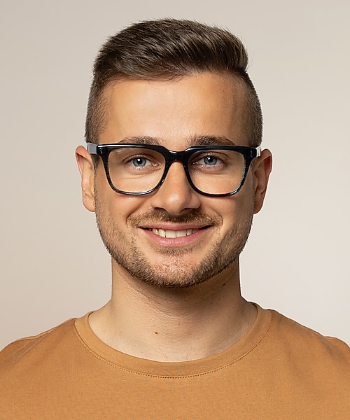 George Blue Horn & Silver AcetatEyeglass Frames für Herren von B24