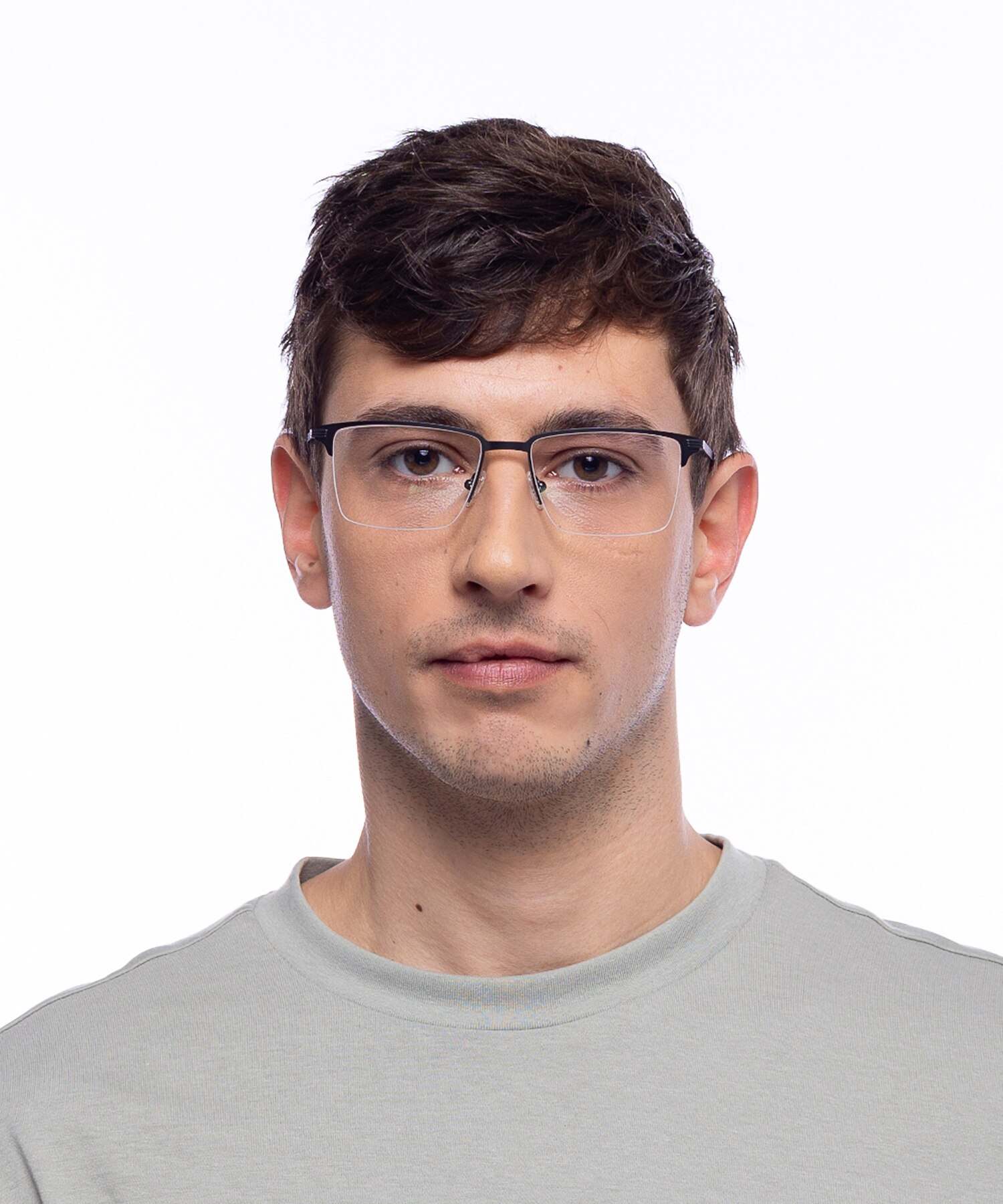 Ross Mat gunmetal  &  zwart MetaalEyeglass Frames voor heren van B24