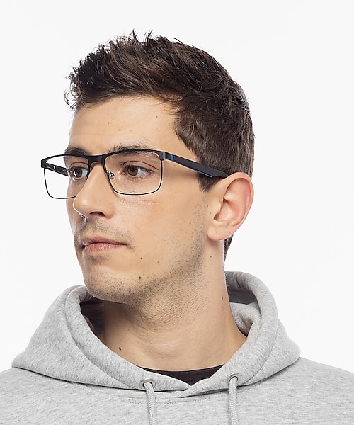Aalborg Zwart & blauw MetaalEyeglass Frames voor heren van B24