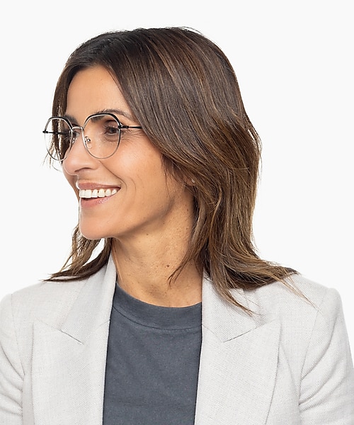 Ibiza Matzilver & zwart MetaalEyeglass Frames voor dames van B24