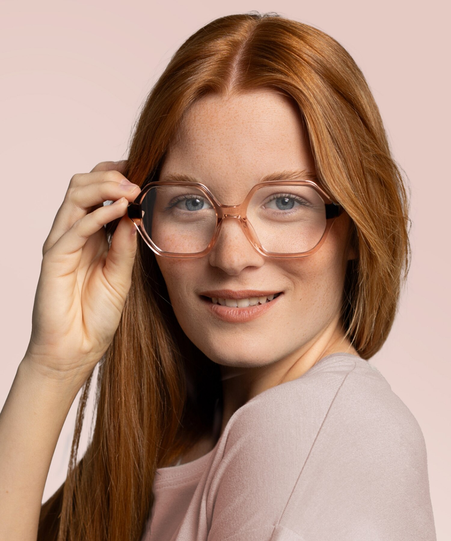 Molly Kristal roze  &  Havana AcetaatEyeglass Frames voor dames van B24