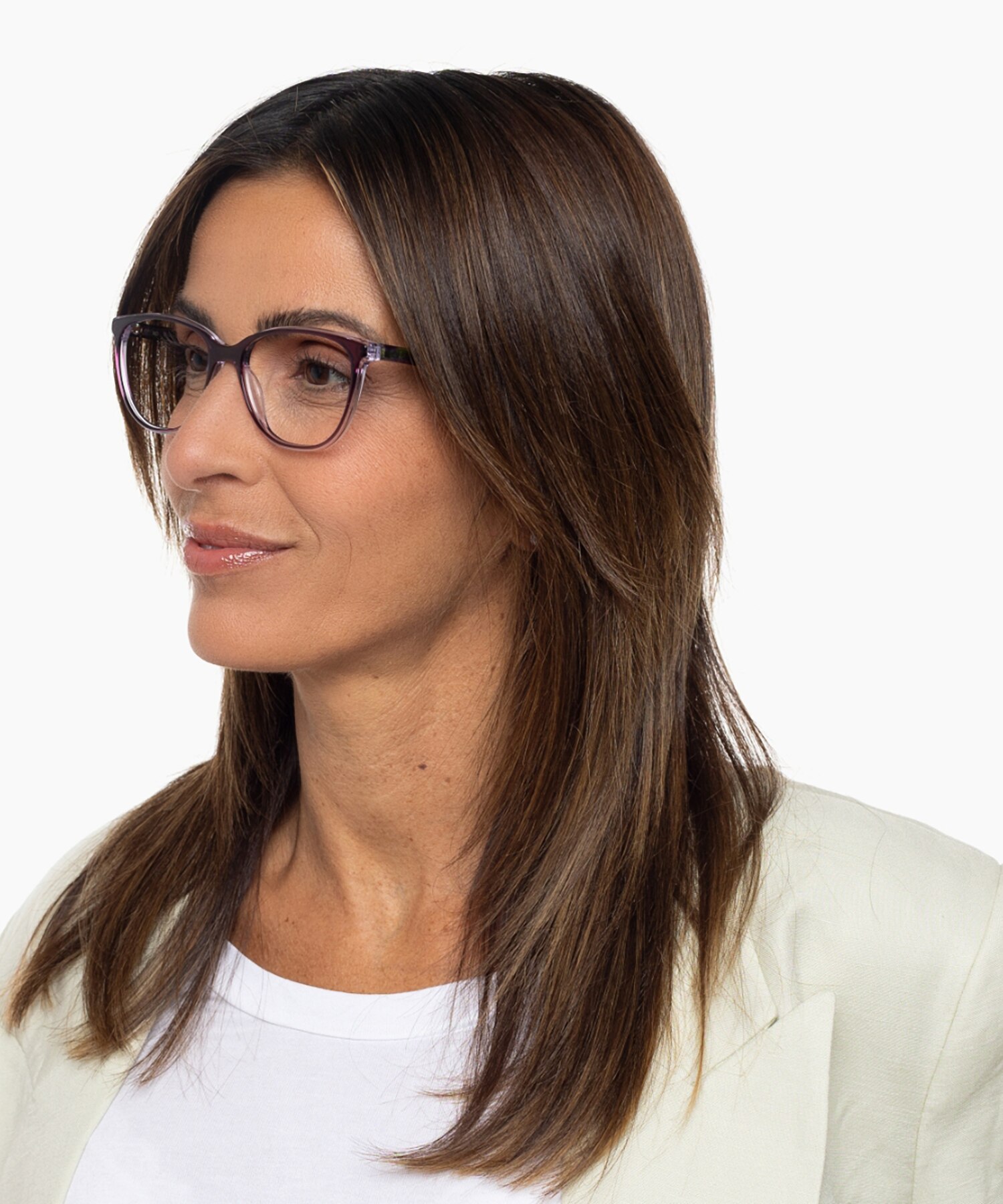 Milano Bilayer Purple Crystal AcetatEyeglass Frames für Damen von B24