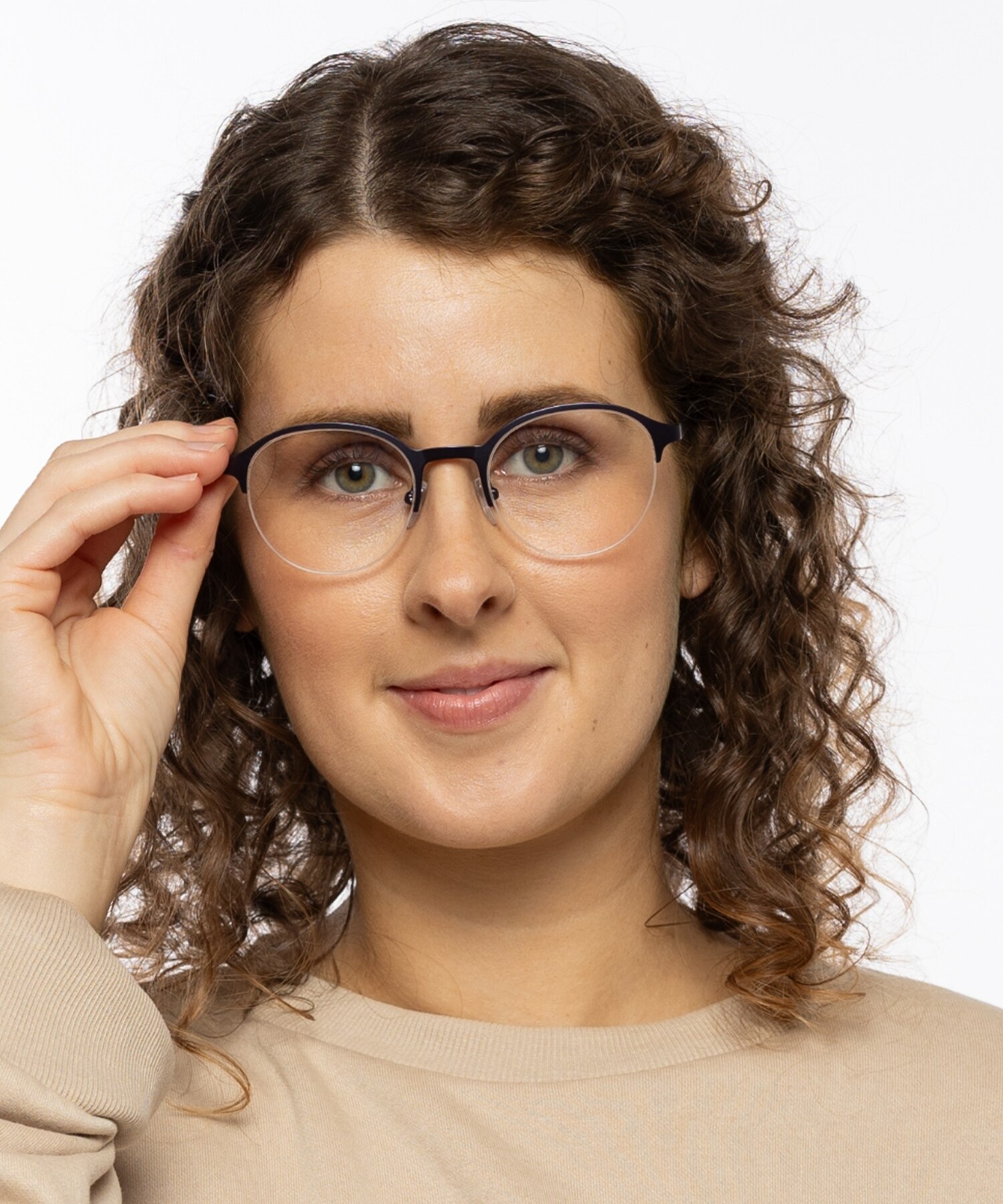 Helsinki Mat marineblauw MetaalEyeglass Frames voor dames van B24