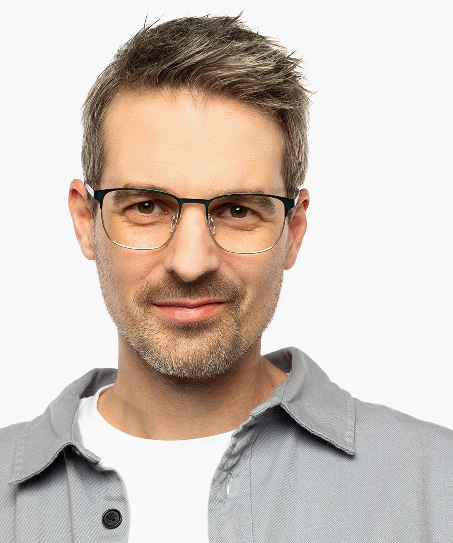 Hamilton Matt Green  &  Matt Silver MetallEyeglass Frames für Herren von B24
