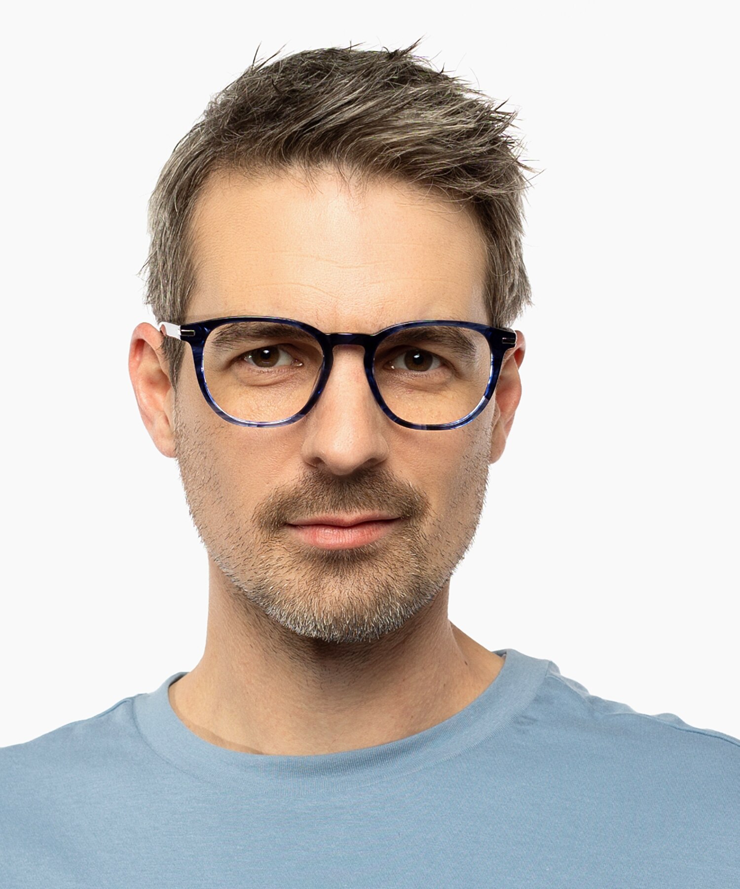 Preston Gevlekt blauw AcetaatEyeglass Frames voor heren van B24