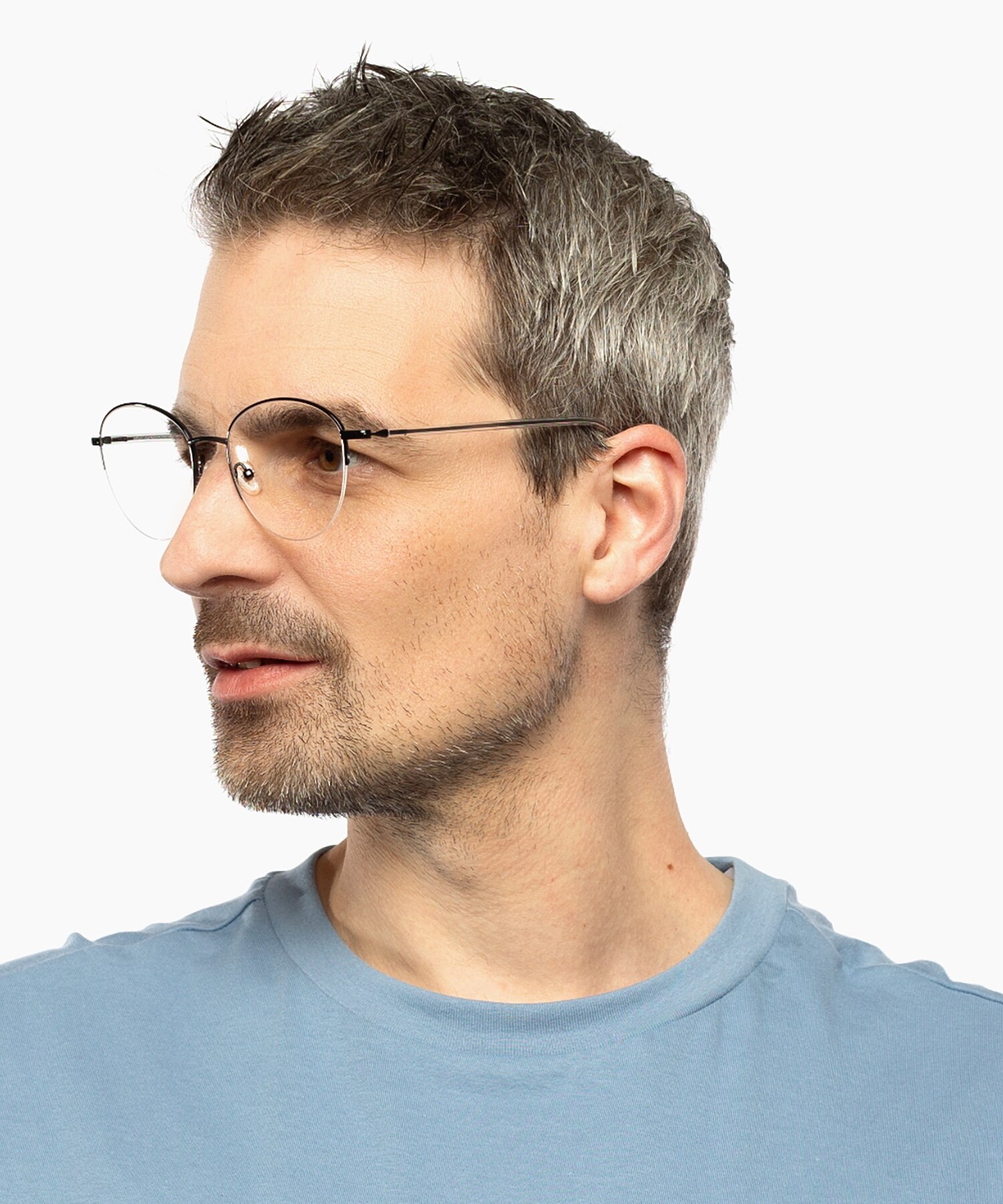 Portland Schwarz MetallEyeglass Frames für Herren von B24