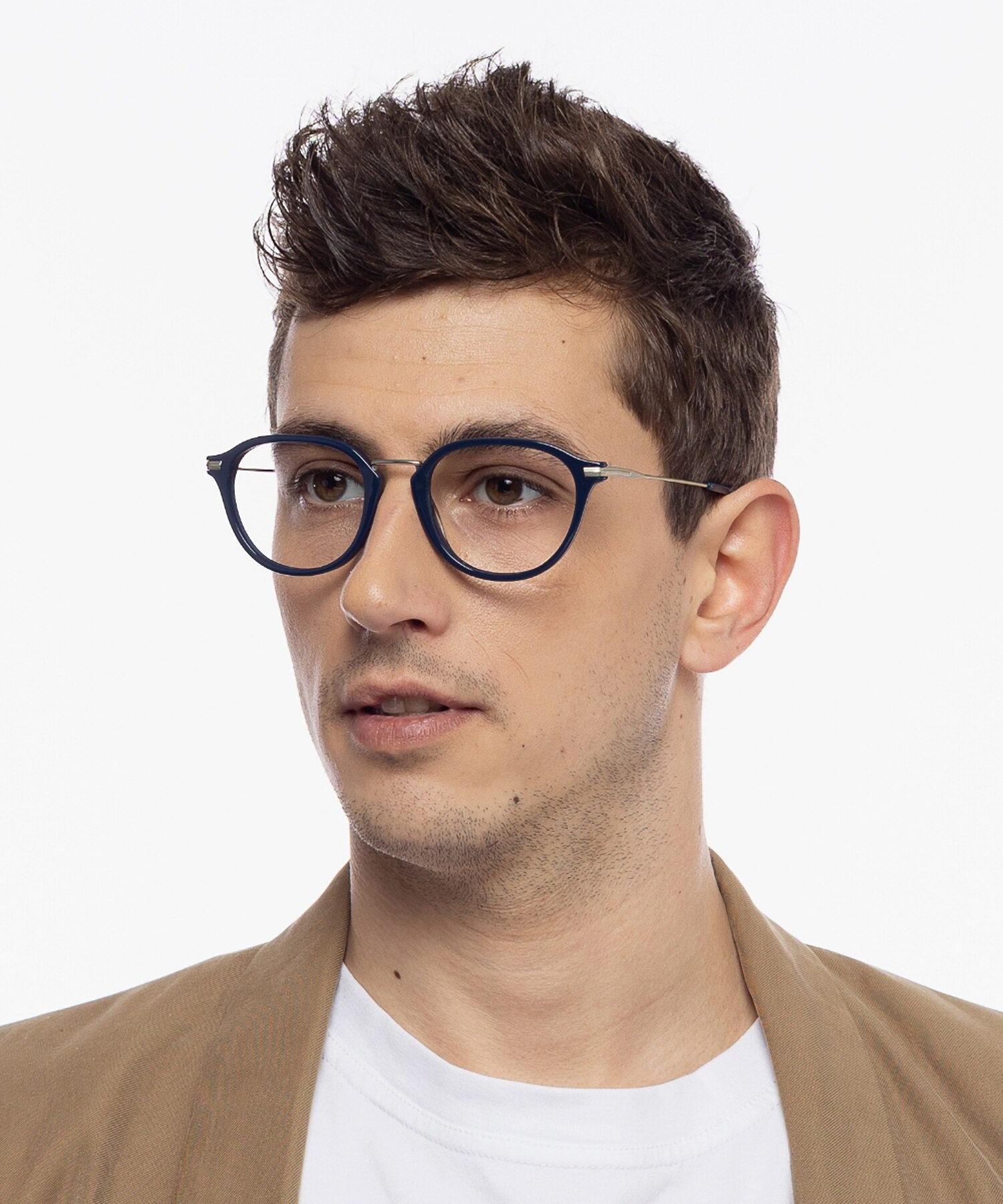 Anaheim Navy Blue  &  Matt Silver AcetatEyeglass Frames für Herren von B24