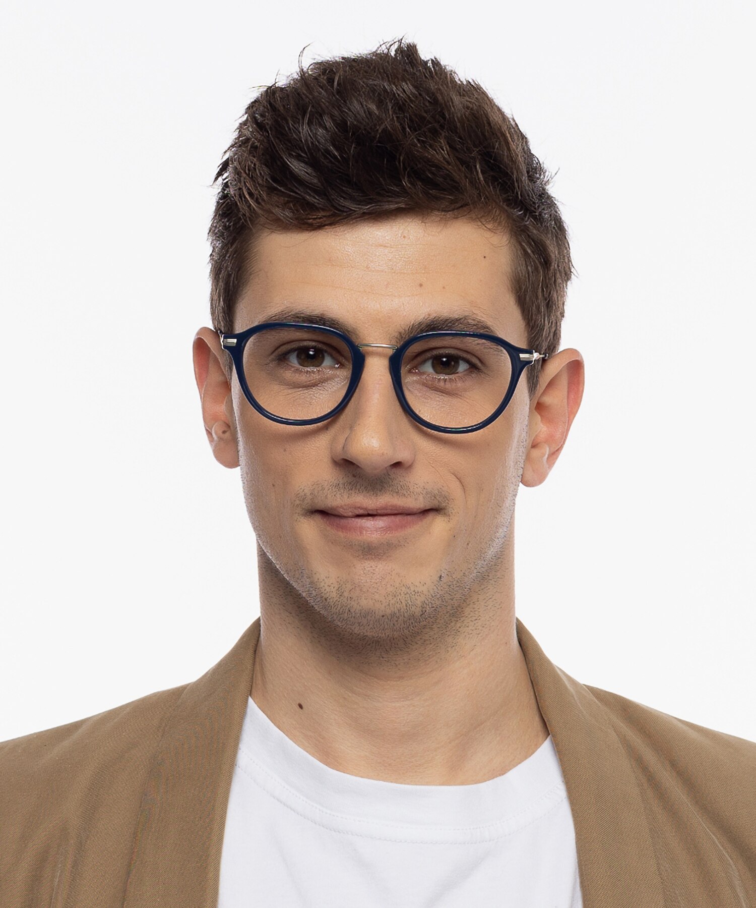 Anaheim Navy Blue  &  Matt Silver AcetatEyeglass Frames für Herren von B24