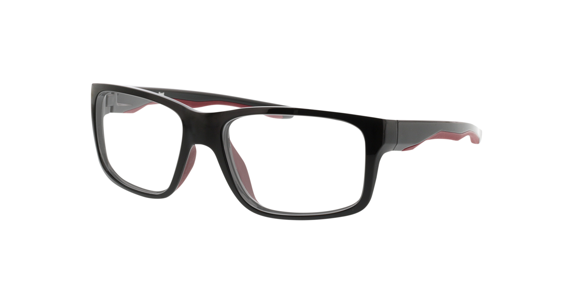 Beat Schwarz & Rot KunststoffEyeglass Frames von B24, Dreiviertelansicht