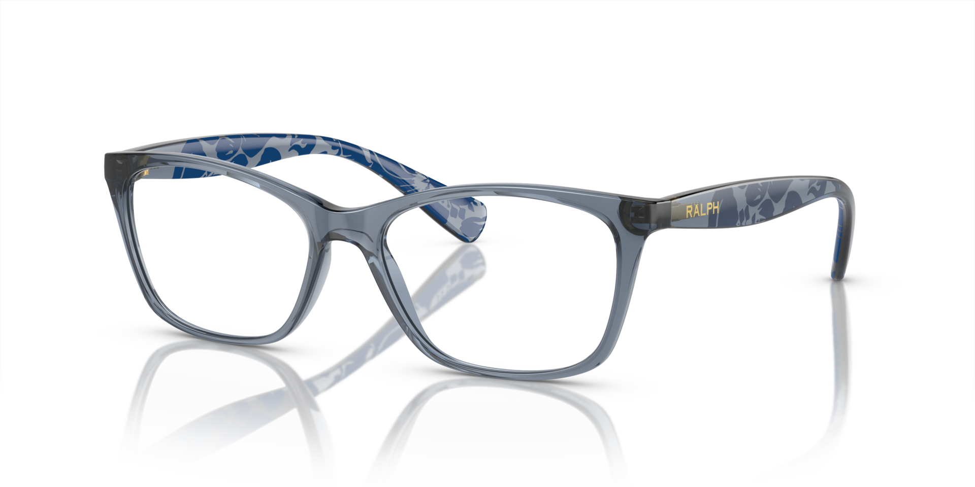 RA7071 Shiny Trasparent Blue KunststofEyeglass Frames van B24, Hoekweergave