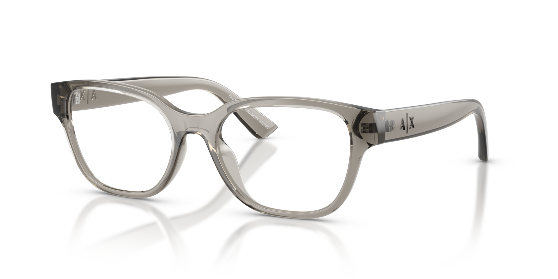 AX3134U Glänzendes transparentes Grau KunststoffEyeglass Frames von B24, Dreiviertelansicht