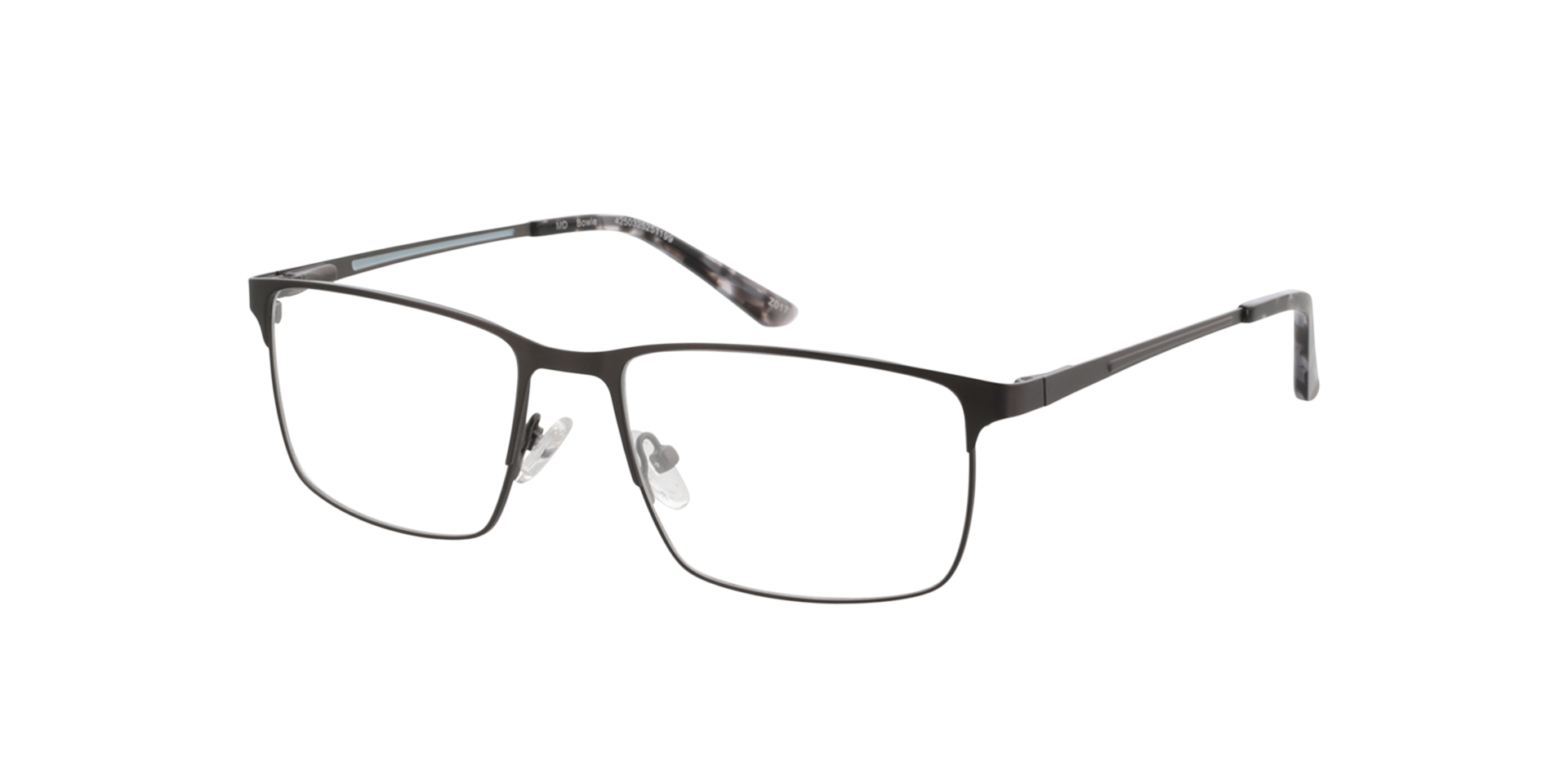 Bowie Mat gunmetal MetaalEyeglass Frames van B24, Hoekweergave