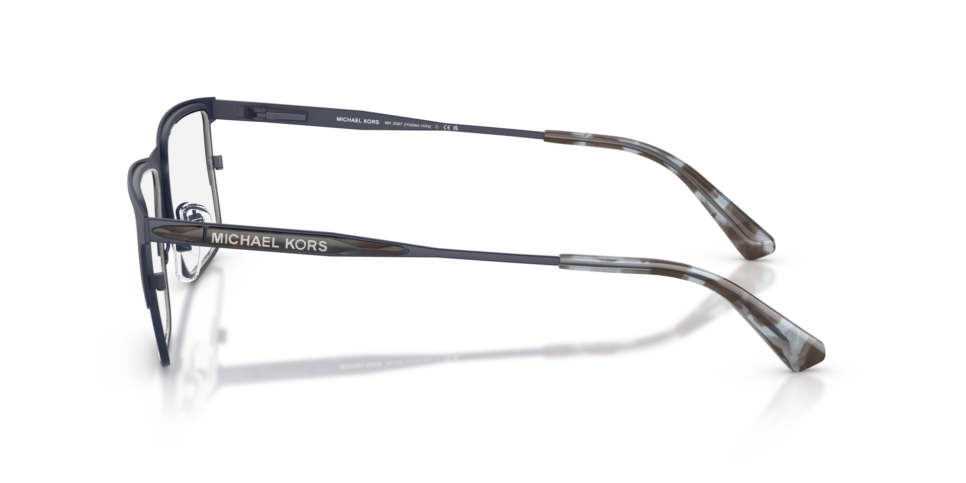 MK3097 Mat Navy MetaalEyeglass Frames van B24, Zijaanzicht